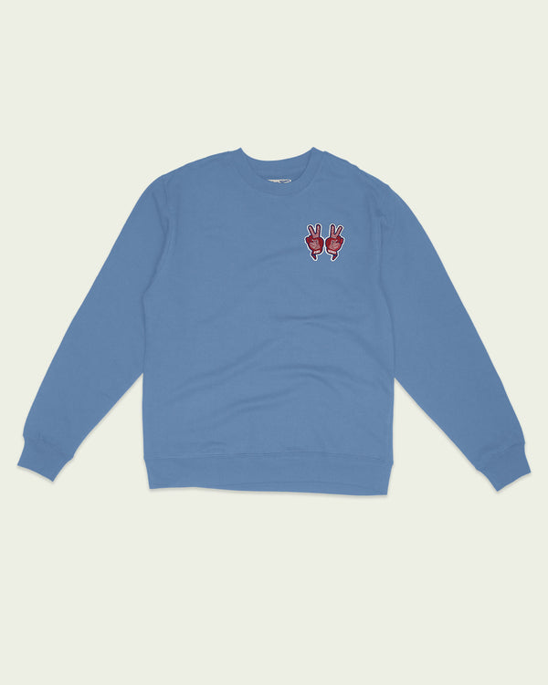 King Henry ✌️✌️ Patch Crewneck — Pigment Blue (Midweight)