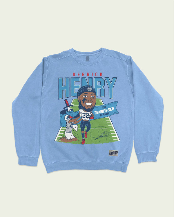 Derrick Henry Caricature Throwback Crewneck Fleece — Pigment Blue